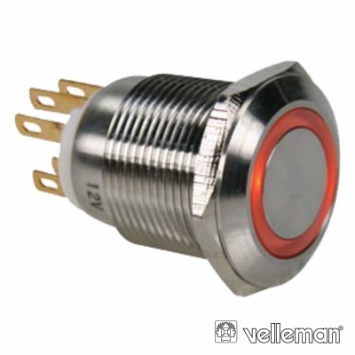 INTERRUPTOR REDONDO DE METAL SPDT 1NO 1NC ANEL LARANJA 19MM