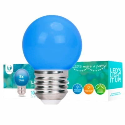 Conjunto 5 Lâmpadas E27 2W=10W 230V LED Azul