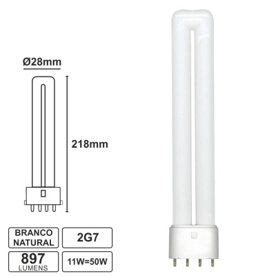 LÂMPADA PL 2G7 4 PINOS 11W 230V BRANCO NATURAL 897LM