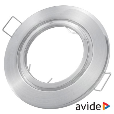 Dispositivo de fixação de luz embutida redondo em metal prateado com molas laterais