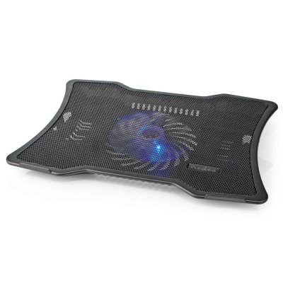 Base de arrefecimento preta para portátil com ventoinha azul