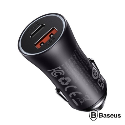 Adaptador Isqueiro USB PD QC3.0  USB-C 60W BASEUS