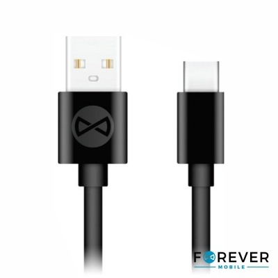 Cabo USB-A 2.0 3A Macho  USB-C Preto 1m FOREVER