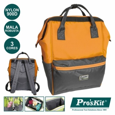 Mochila laranja e cinza Pro'sKit em nylon 900D para ferramentas