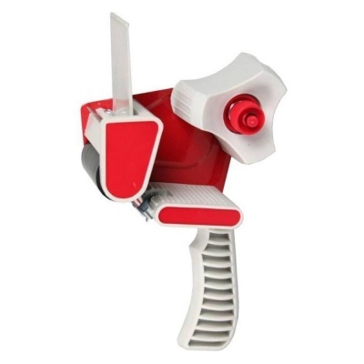 Dispensador manual de fita adesiva branco e vermelho