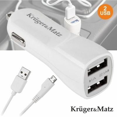 ADAPTADOR FICHA ISQUEIRO 12V24V  2 USB 5V 2.1A KRUGER MATZ