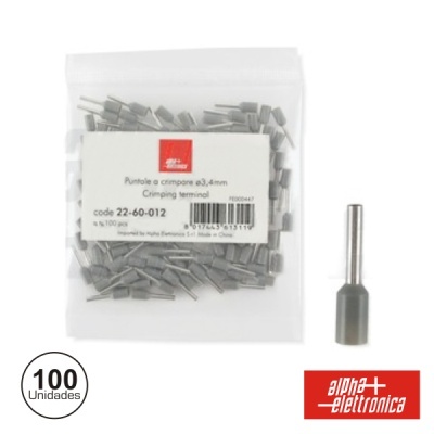 TERMINAL PONTEIRA ISOLADO 3.4MM 100X CINZA