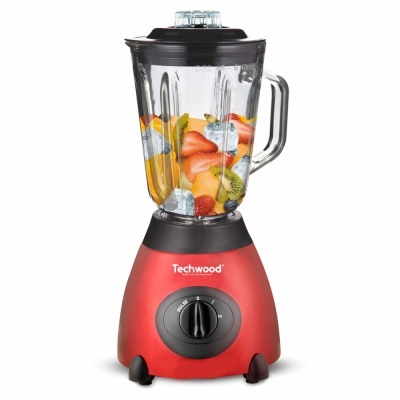 Liquidificador 500W 1.5L C Jarro de Vidro Vermelho TECHWOOD