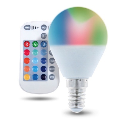 Lâmpada E14 5W 230V Globo RGBW C Comando