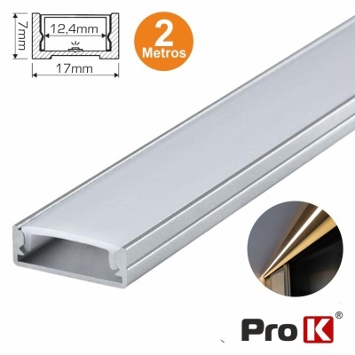 Perfil de alumínio para iluminação LED com medidas e comprimento de 2 metros
