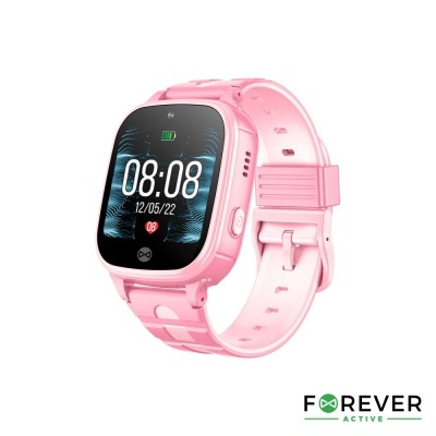 Relógio inteligente infantil cor-de-rosa com ecrã digital e pulseira de silicone