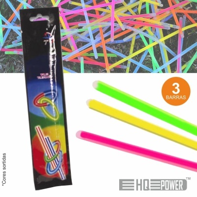 CONJUNTO 3 BARRAS LUMINESCENTES MULTICOR 0.5X20CM HQ POWER