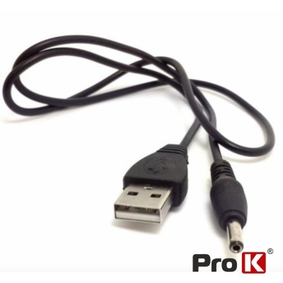 Cabo preto USB tipo A para conetor redondo, sobre fundo branco