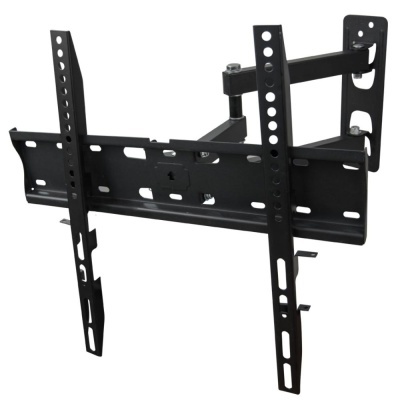 Suporte de parede para TV preto com braços articulados em metal