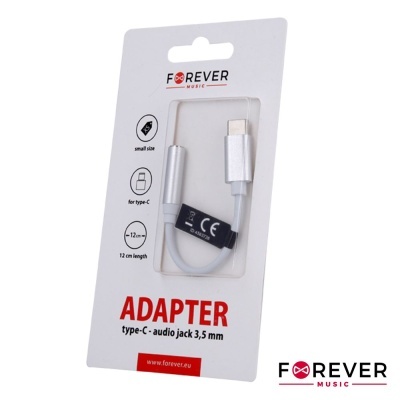 Cabo Adaptador USB-C Macho  Jack 3.5mm Fêmea FOREVER