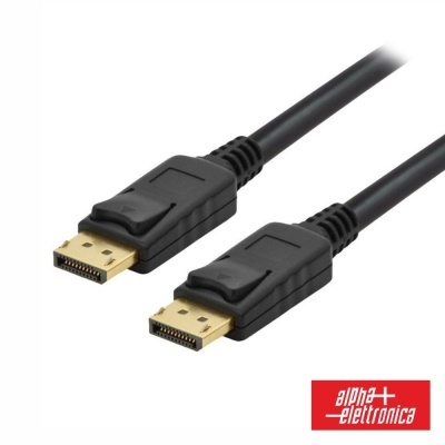 Cabo DisplayPort preto com contactos dourados