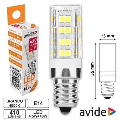 LÂMPADA LED E14 JD 4.5W 230V 4000K 410LM AVIDE