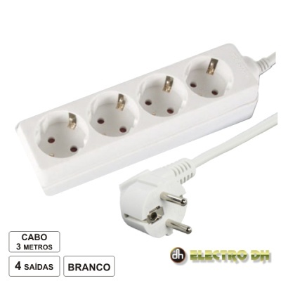 TOMADA ELÉTRICA C 4 SAÍDAS 3M BRANCO EDH