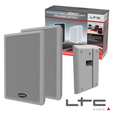 Colunas extra-finas LTC AUDIO cinzentas para parede com embalagem