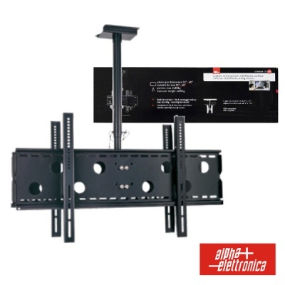 Suporte de teto preto para TV com embalagem e logótipo alpha elettronica