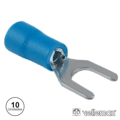 TERMINAL FORQUILHA ISOLADO 5.3MM 10X AZUL BLISTER