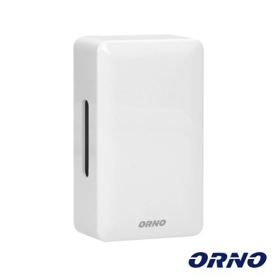 Dispositivo branco retangular com logotipo ORNO e fenda lateral preta