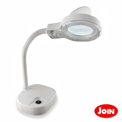 Lupa de mesa branca com luz LED e haste flexível