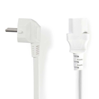 Cabo Alimentação Schuko Macho 90º  IEC C13 Fêmea 5m Branco