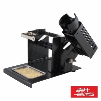 Suporte para ferro de soldar preto com bandeja para esponja