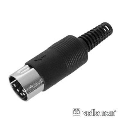 FICHA DIN 5P MACHO PRETA 180° P SOLDAR VELLEMAN