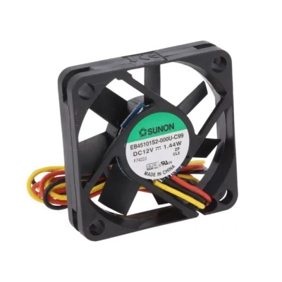 Ventoinha de refrigeração quadrada preta Sunon com cabos coloridos