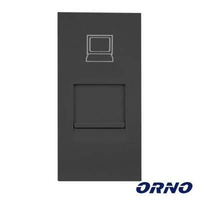 Interruptor elétrico cinzento com símbolo de computador e marca ORNO