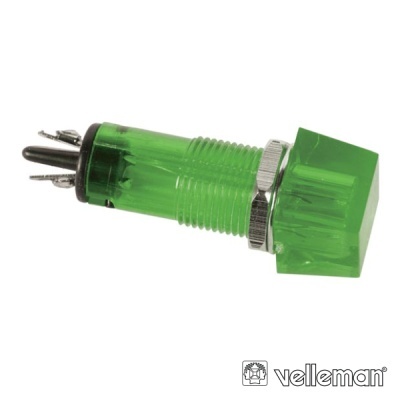 LUZ PILOTO QUADRADO VERDE 11.5x11.5MM 220V VELLEMAN