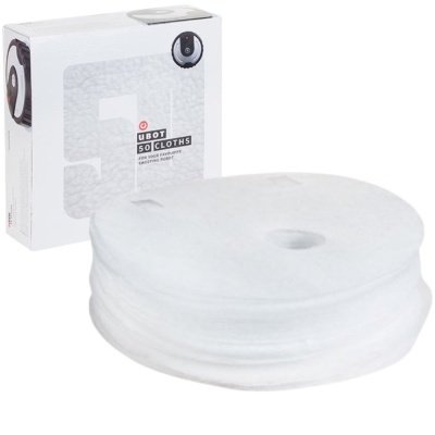 Pacote de panos brancos QUBOT 50 CLOTHS e panos empilhados redondos