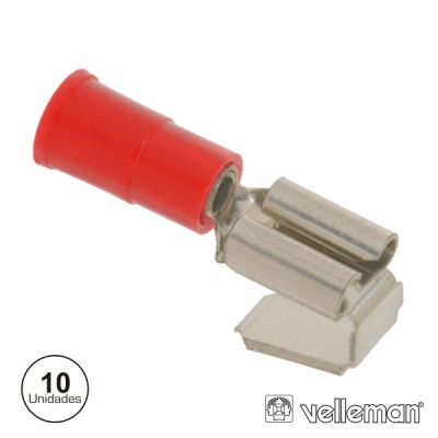 Conector elétrico Velleman com capa vermelha e parte metálica prateada, 10 unidades