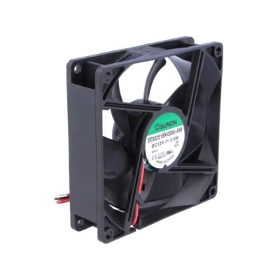 Ventoinha de refrigeração electrónica preta com etiqueta central