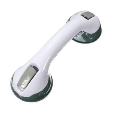 Pega de apoio branca com ventosas verdes nas extremidades