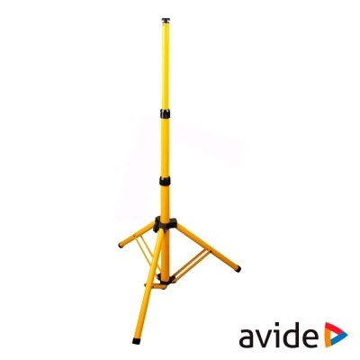 Tripé amarelo ajustável com base triangular e logótipo Avide
