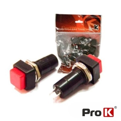 Interruptores de pressão preto com botões vermelhos e embalagem ProK