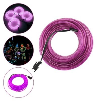 Fita LED rosa flexível enrolada com conector preto