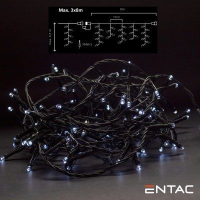 Grinalda 360 LEDs 6400K Cortina 8m S Alimentador ENTAC