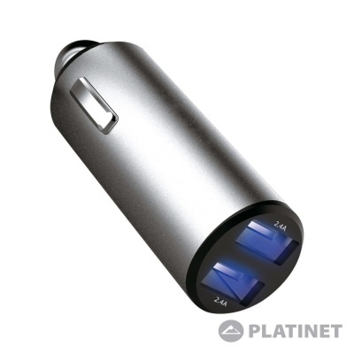 Adaptador Ficha Isqueiro 12V24V  2USB 5V 4.8A PLATINET