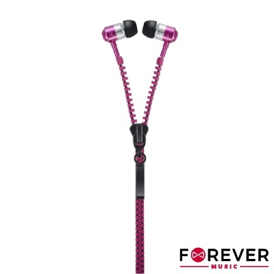 Auriculares fecho éclair cor-de-rosa e preto com pontas pretas