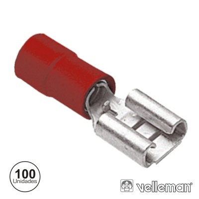 TERMINAL FASTON FÊMEA ISOLADO 2.8MM 100X VERMELHO VELLEMAN