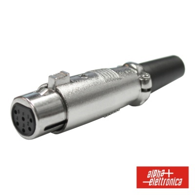 FICHA XLR 6P FÊMEA NIQUELADA PROTEÇÃO BLOQUEIO