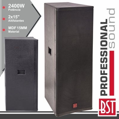 COLUNA PASSIVA PRO 2x15" 2400W 15MM MDF BST