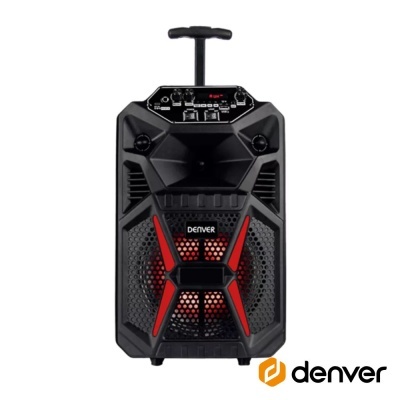 Coluna Amplificada 8" USBBTMicroSDBat LEDS Preta DENVER