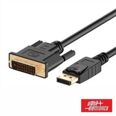 Cabo com conectores DVI e DisplayPort preto com contactos dourados