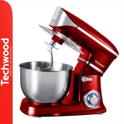 Batedeira vermelha e prata Techwood com tigela metálica