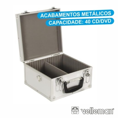 MALA PARA 40 CDDVD METÁLICA PRATA PEREL